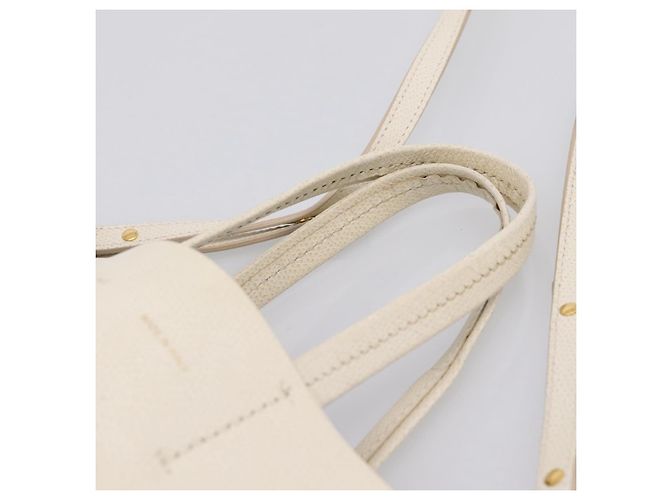 Céline CELINE Vertical Cabas Tote Bag Leder 2way Weiß Gold Auth 205444 Golden - Ansicht 8
