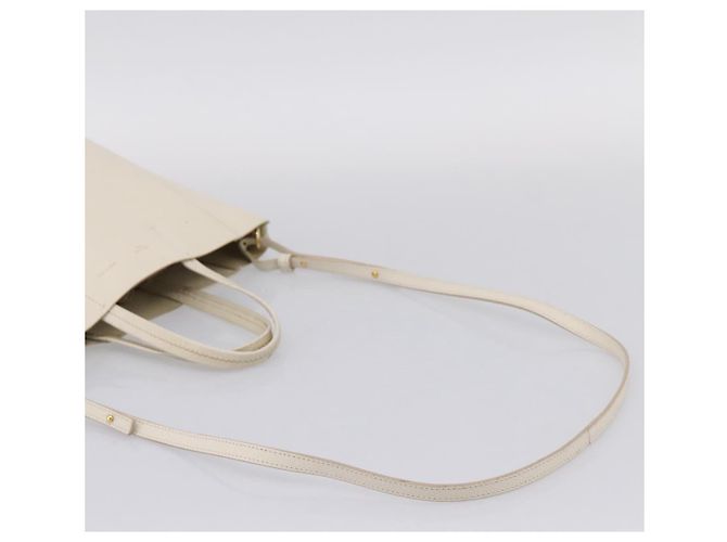 Céline CELINE Vertical Cabas Tote Bag Leder 2way Weiß Gold Auth 205444 Golden - Ansicht 9