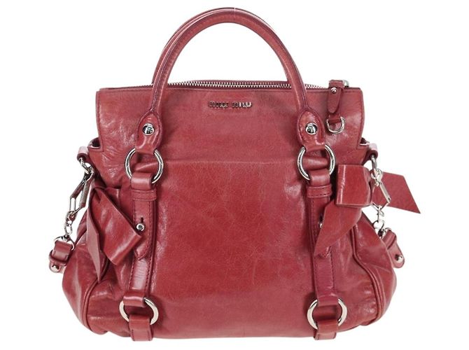 Borsa a mano Miu Miu con fiocco laterale in pelle 2way Rosa Argento RT0438 Auth am12761V - vista 13