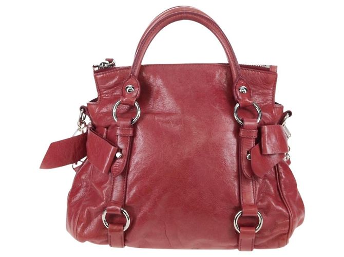 Borsa a mano Miu Miu con fiocco laterale in pelle 2way Rosa Argento RT0438 Auth am12761V - vista 2