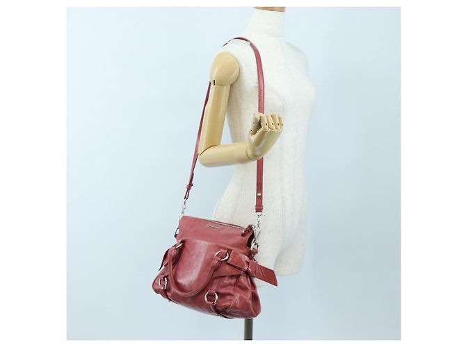 Borsa a mano Miu Miu con fiocco laterale in pelle 2way Rosa Argento RT0438 Auth am12761V - vista 27