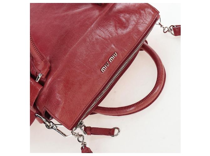 Borsa a mano Miu Miu con fiocco laterale in pelle 2way Rosa Argento RT0438 Auth am12761V - vista 6