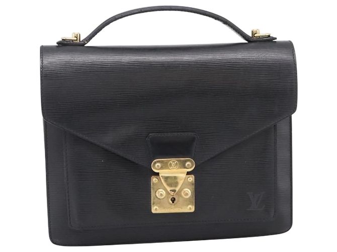 Borsa a mano LOUIS VUITTON Epi Monceau 28 Nero M52122 LV Auth ka6480 - vista 13