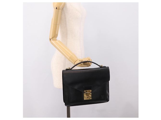 Borsa a mano LOUIS VUITTON Epi Monceau 28 Nero M52122 LV Auth ka6480 - vista 25