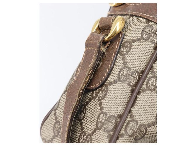 Borsa a tracolla GUCCI GG Supreme PVC Beige Gold Auth 206766 D'oro - vista 10