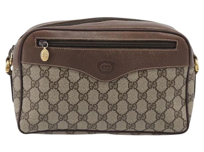 Borsa a tracolla GUCCI GG Supreme PVC Beige Gold Auth 206766 D'oro - vista 13