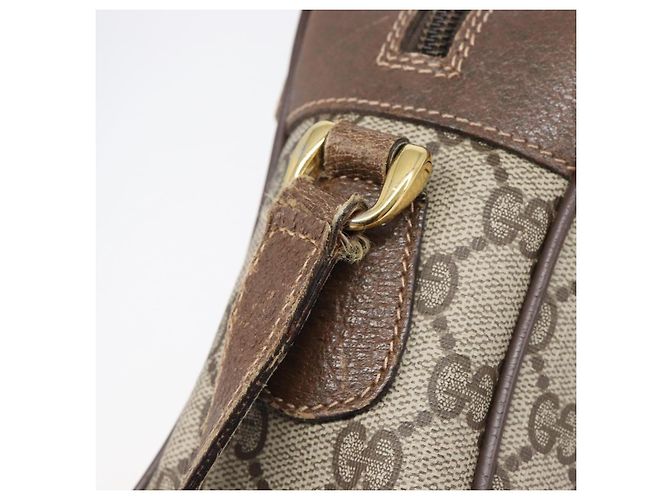 Borsa a tracolla GUCCI GG Supreme PVC Beige Gold Auth 206766 D'oro - vista 20