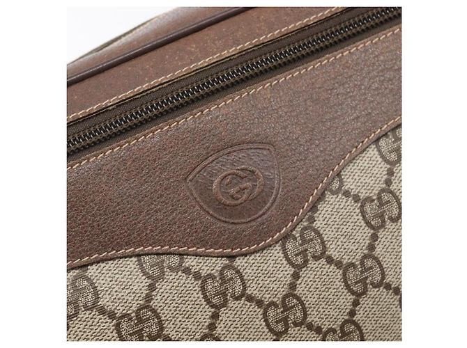 Borsa a tracolla GUCCI GG Supreme PVC Beige Gold Auth 206766 D'oro - vista 22