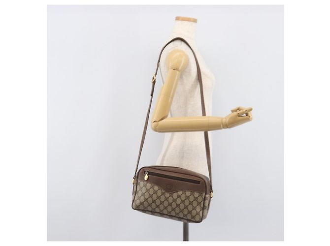 Borsa a tracolla GUCCI GG Supreme PVC Beige Gold Auth 206766 D'oro - vista 29