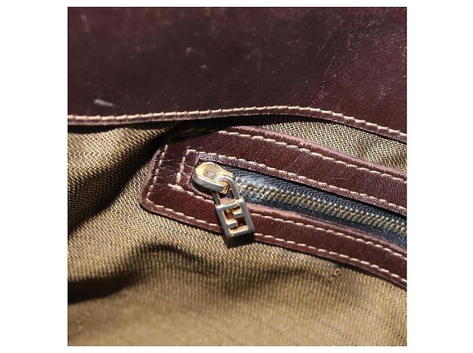 Borsa Tote FENDI Zucca Canvas Marrone Tono Oro Auth 206681 - vista 22