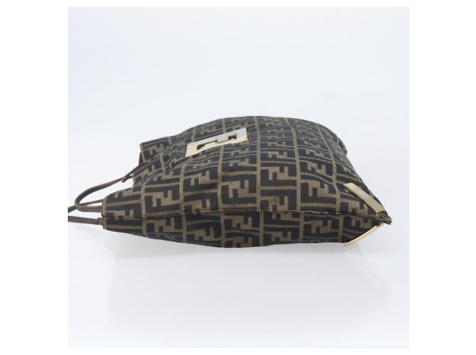 Borsa Tote FENDI Zucca Canvas Marrone Tono Oro Auth 206681 - vista 4