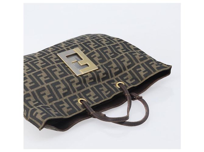 Borsa Tote FENDI Zucca Canvas Marrone Tono Oro Auth 206681 - vista 6