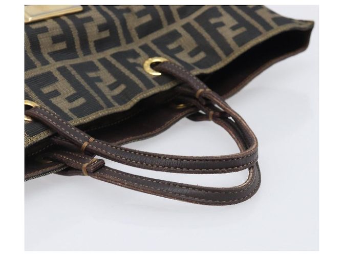Borsa Tote FENDI Zucca Canvas Marrone Tono Oro Auth 206681 - vista 7