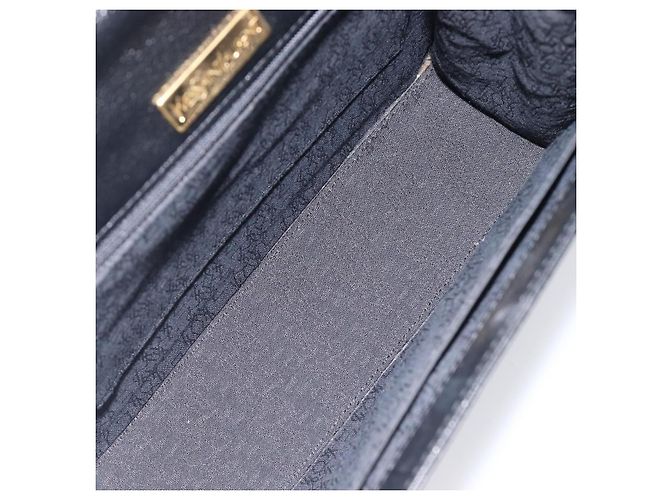 Autre Marque Bolsa de mão Saint Laurent em couro preto e dourado Auth 205065A - vista 12