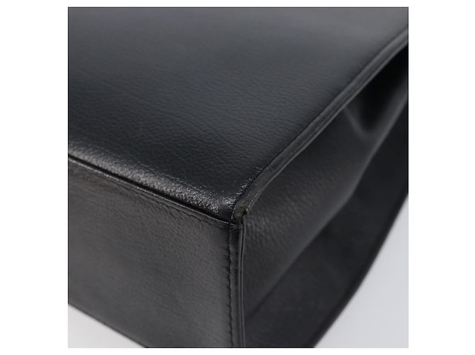 Autre Marque Bolsa de mão Saint Laurent em couro preto e dourado Auth 205065A - vista 15