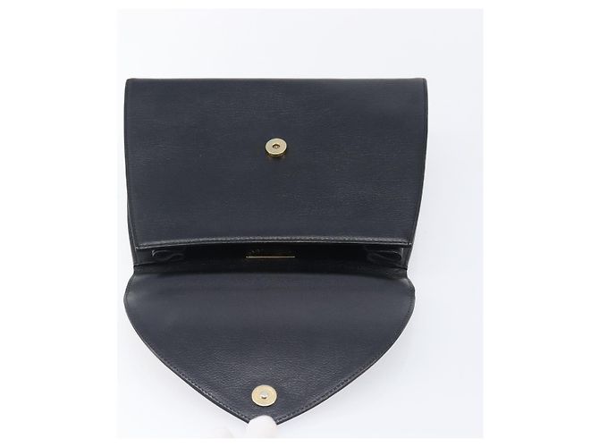 Autre Marque Bolsa de mão Saint Laurent em couro preto e dourado Auth 205065A - vista 17