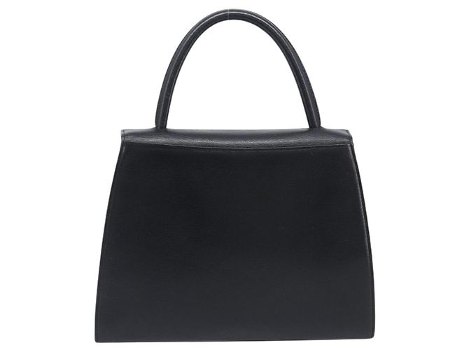 Autre Marque Bolsa de mão Saint Laurent em couro preto e dourado Auth 205065A - vista 2