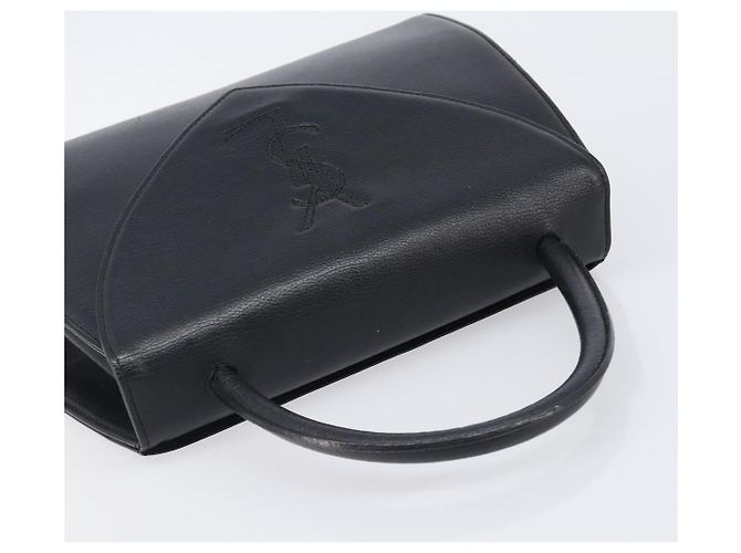 Autre Marque Bolsa de mão Saint Laurent em couro preto e dourado Auth 205065A - vista 6