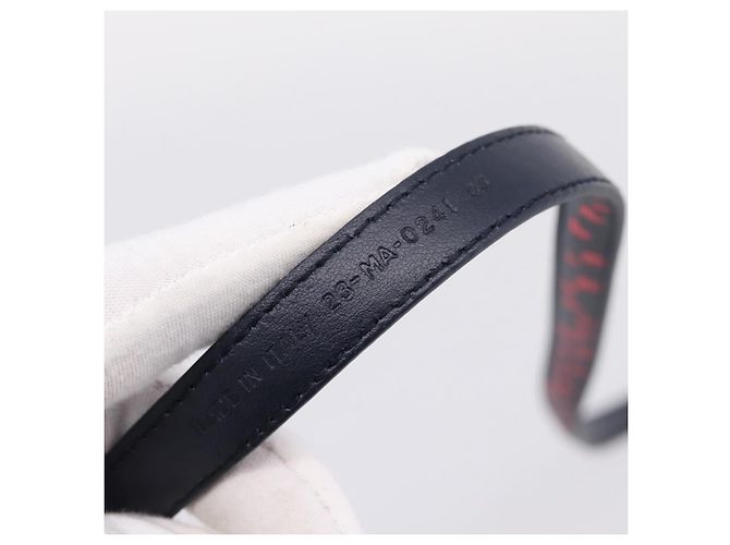 Cintura Christian Dior in pelle 39.4" 85 Nero Oro Auth 206942M - vista 11