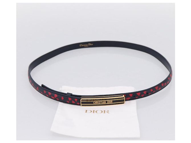 Cintura Christian Dior in pelle 39.4" 85 Nero Oro Auth 206942M - vista 12