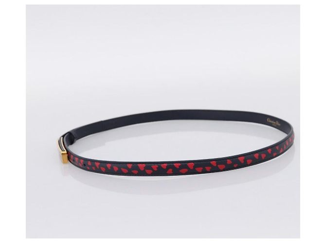 Cintura Christian Dior in pelle 39.4" 85 Nero Oro Auth 206942M - vista 4