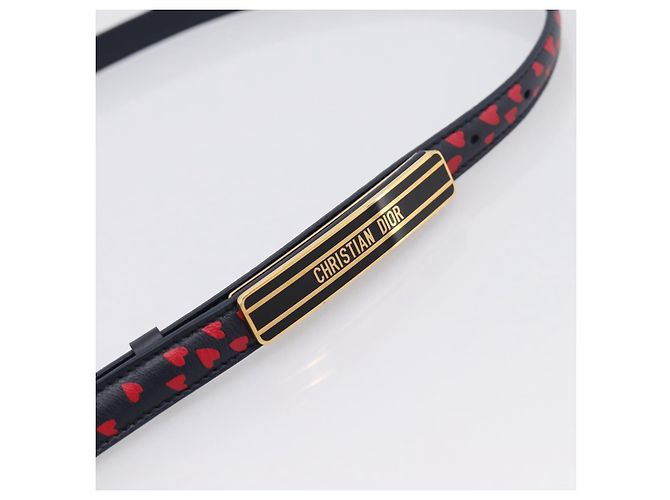 Cintura Christian Dior in pelle 39.4" 85 Nero Oro Auth 206942M - vista 5