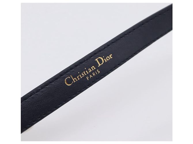 Cintura Christian Dior in pelle 39.4" 85 Nero Oro Auth 206942M - vista 6