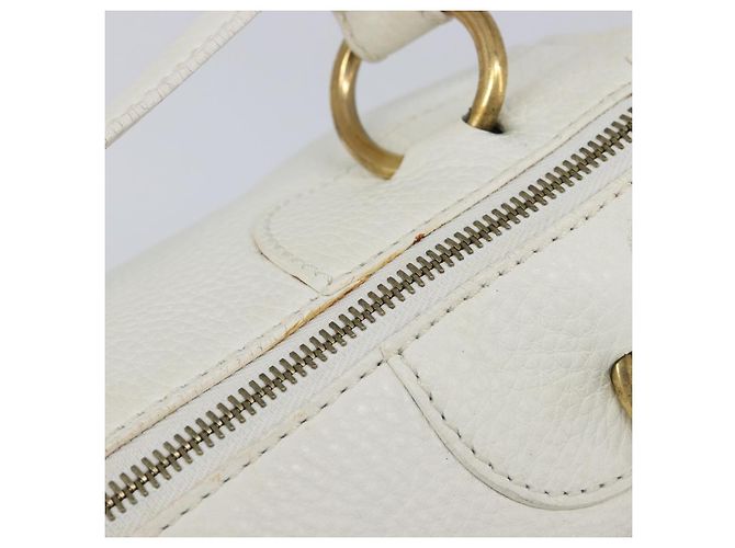 Céline Bolso de mano CELINE Cuero Blanco Oro Auth 205212A Dorado - vista 10