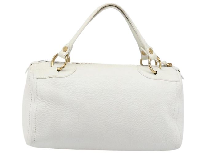 Céline Bolso de mano CELINE Cuero Blanco Oro Auth 205212A Dorado - vista 2