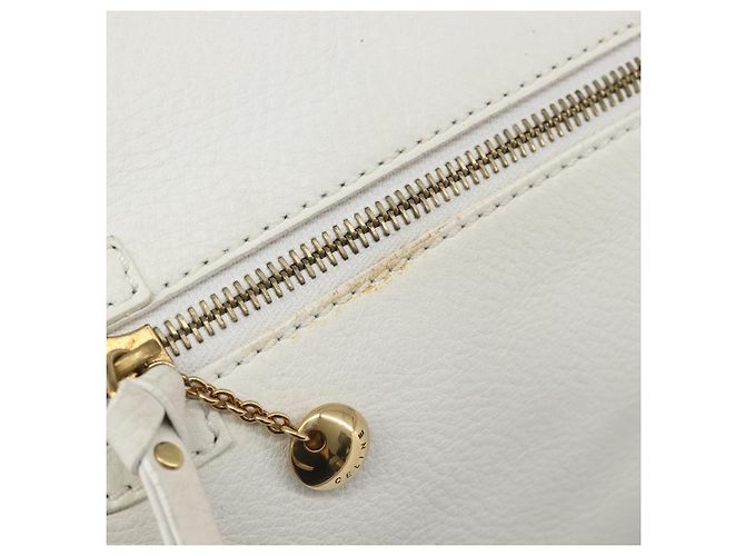 Céline Bolso de mano CELINE Cuero Blanco Oro Auth 205212A Dorado - vista 20