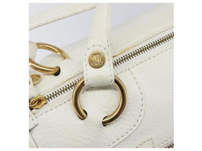 Céline Bolso de mano CELINE Cuero Blanco Oro Auth 205212A Dorado - vista 21