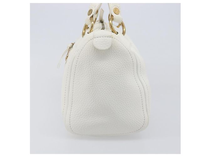 Céline Bolso de mano CELINE Cuero Blanco Oro Auth 205212A Dorado - vista 3