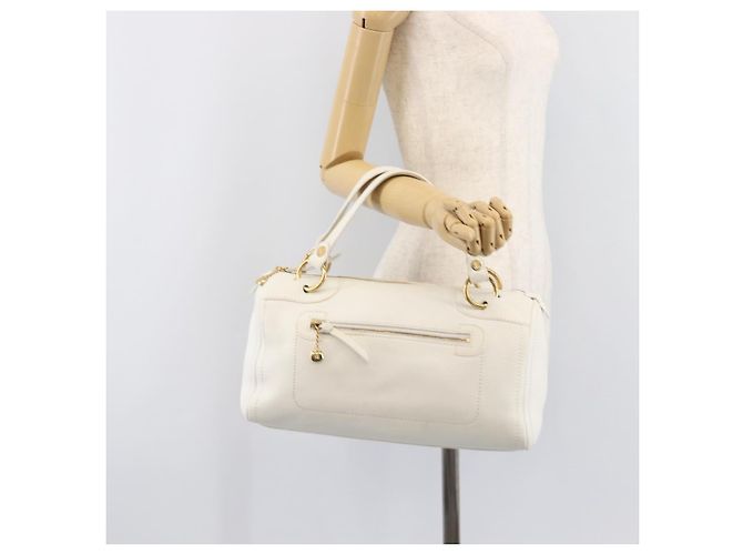Céline Bolso de mano CELINE Cuero Blanco Oro Auth 205212A Dorado - vista 30