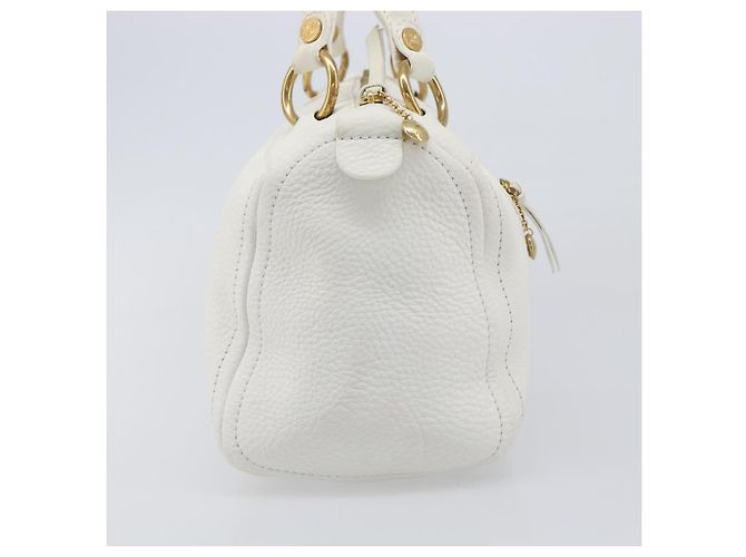 Céline Bolso de mano CELINE Cuero Blanco Oro Auth 205212A Dorado - vista 4