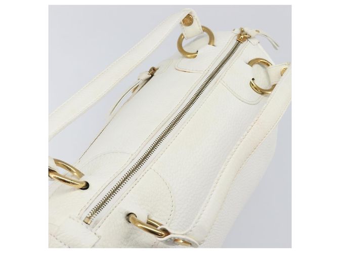 Céline Bolso de mano CELINE Cuero Blanco Oro Auth 205212A Dorado - vista 6