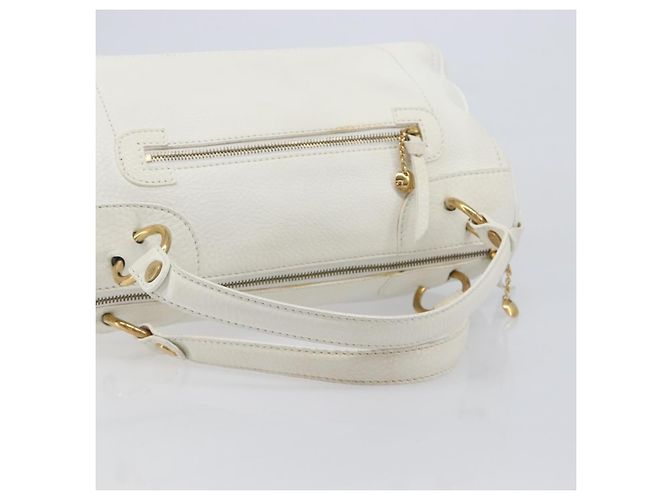 Céline Bolso de mano CELINE Cuero Blanco Oro Auth 205212A Dorado - vista 7