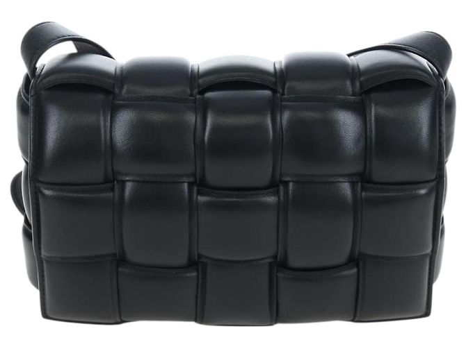 Bottega Veneta Bolsa Cassette Acolchoada MAXI INTRECCIATO Couro Preto Auth BA16053V - vista 13