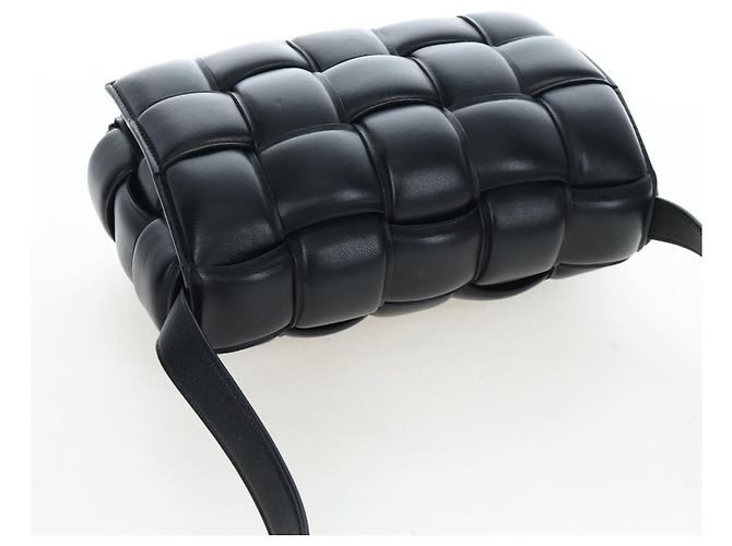 Bottega Veneta Bolsa Cassette Acolchoada MAXI INTRECCIATO Couro Preto Auth BA16053V - vista 14