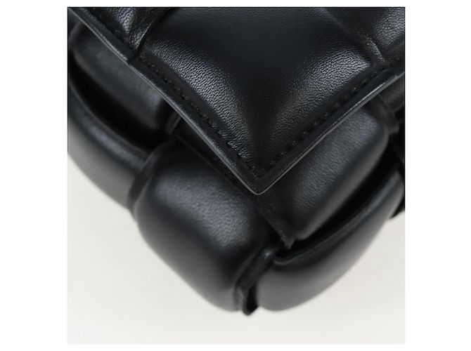 Bottega Veneta Bolsa Cassette Acolchoada MAXI INTRECCIATO Couro Preto Auth BA16053V - vista 16