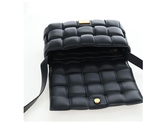 Bottega Veneta Bolsa Cassette Acolchoada MAXI INTRECCIATO Couro Preto Auth BA16053V - vista 20