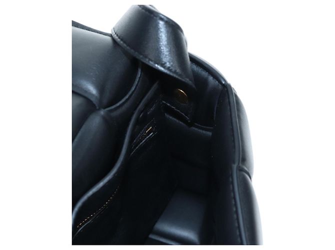 Bottega Veneta Bolsa Cassette Acolchoada MAXI INTRECCIATO Couro Preto Auth BA16053V - vista 24