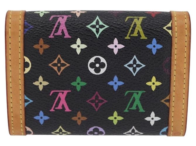 LOUIS VUITTON Monogram Multicolor Porte Monnaie Pla Black M92656 LV Auth 206901 - view 2