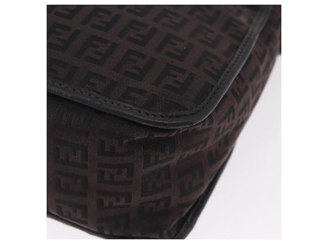 Borsa a tracolla FENDI Zucchino Canvas Marrone Scuro Gold Auth 206775A D'oro - vista 18