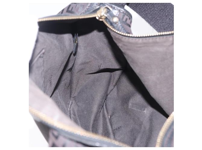 Borsa a tracolla FENDI Zucchino Canvas Marrone Scuro Gold Auth 206775A D'oro - vista 20