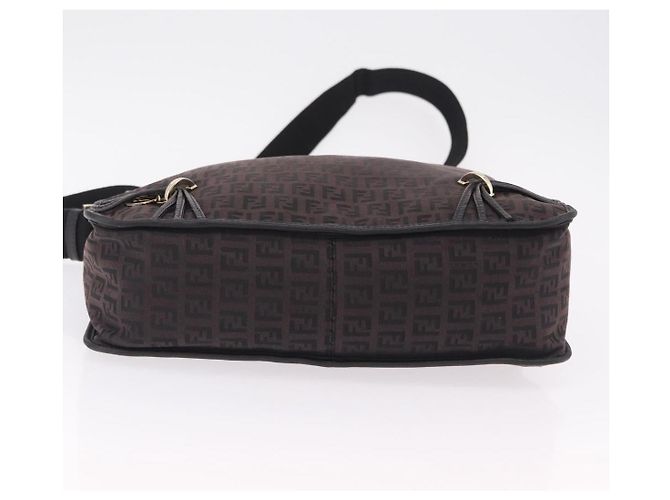 Borsa a tracolla FENDI Zucchino Canvas Marrone Scuro Gold Auth 206775A D'oro - vista 5