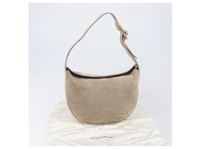 Borsa a Tracolla Cartier Trinity Suede Beige Oro Argento Auth 206754V D'oro - vista 12