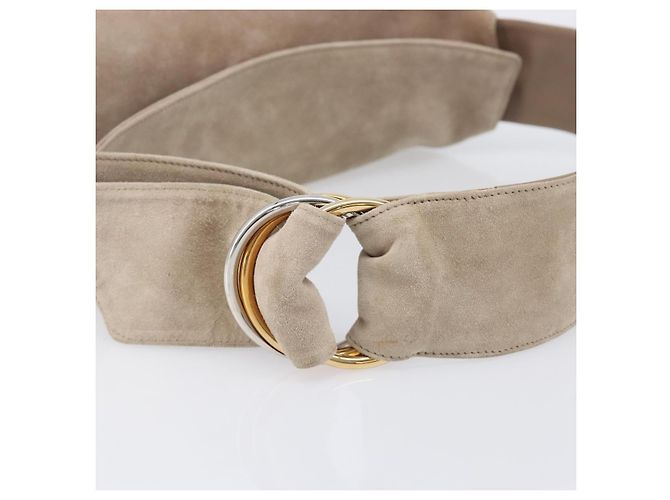 Borsa a Tracolla Cartier Trinity Suede Beige Oro Argento Auth 206754V D'oro - vista 8