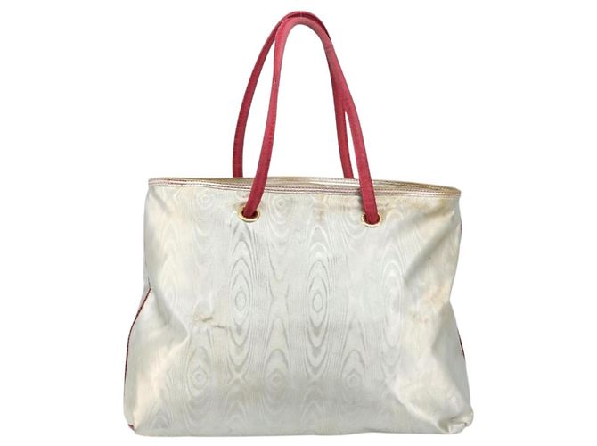 Saco Tote LOEWE Nylon Silver Gold Auth 206014 Prata Dourado - vista 2