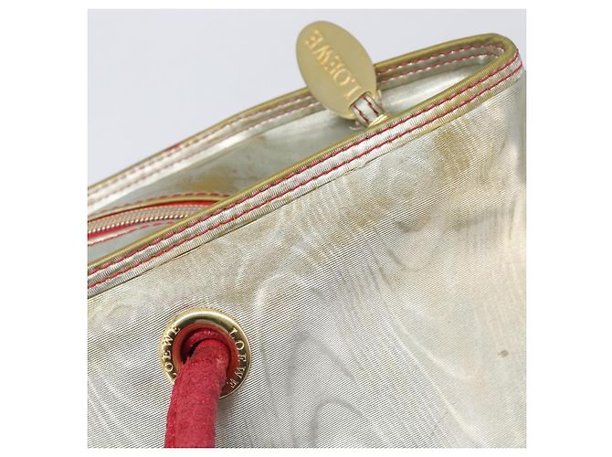Saco Tote LOEWE Nylon Silver Gold Auth 206014 Prata Dourado - vista 20