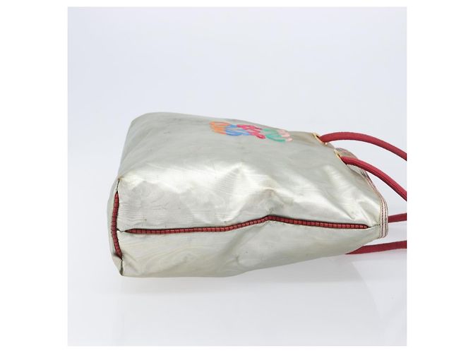 Saco Tote LOEWE Nylon Silver Gold Auth 206014 Prata Dourado - vista 3